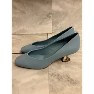 Katy Perry The Laterr Pump Shoes Blue Flared Heel Size 7.5 Man Made NWOB